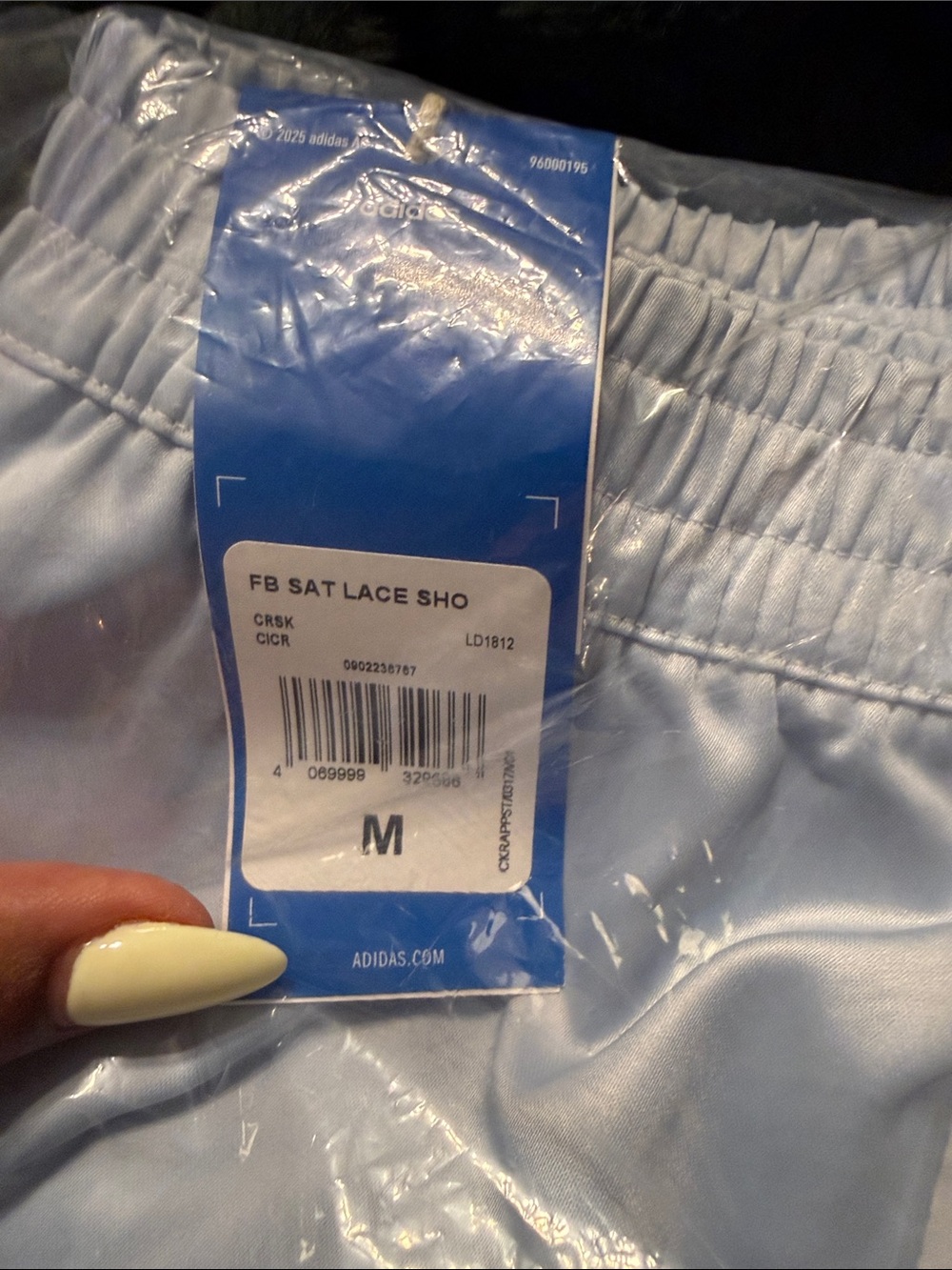 Adidas Baby Light Blue Satin Lace Trim Shorts - Picture 2 of 3